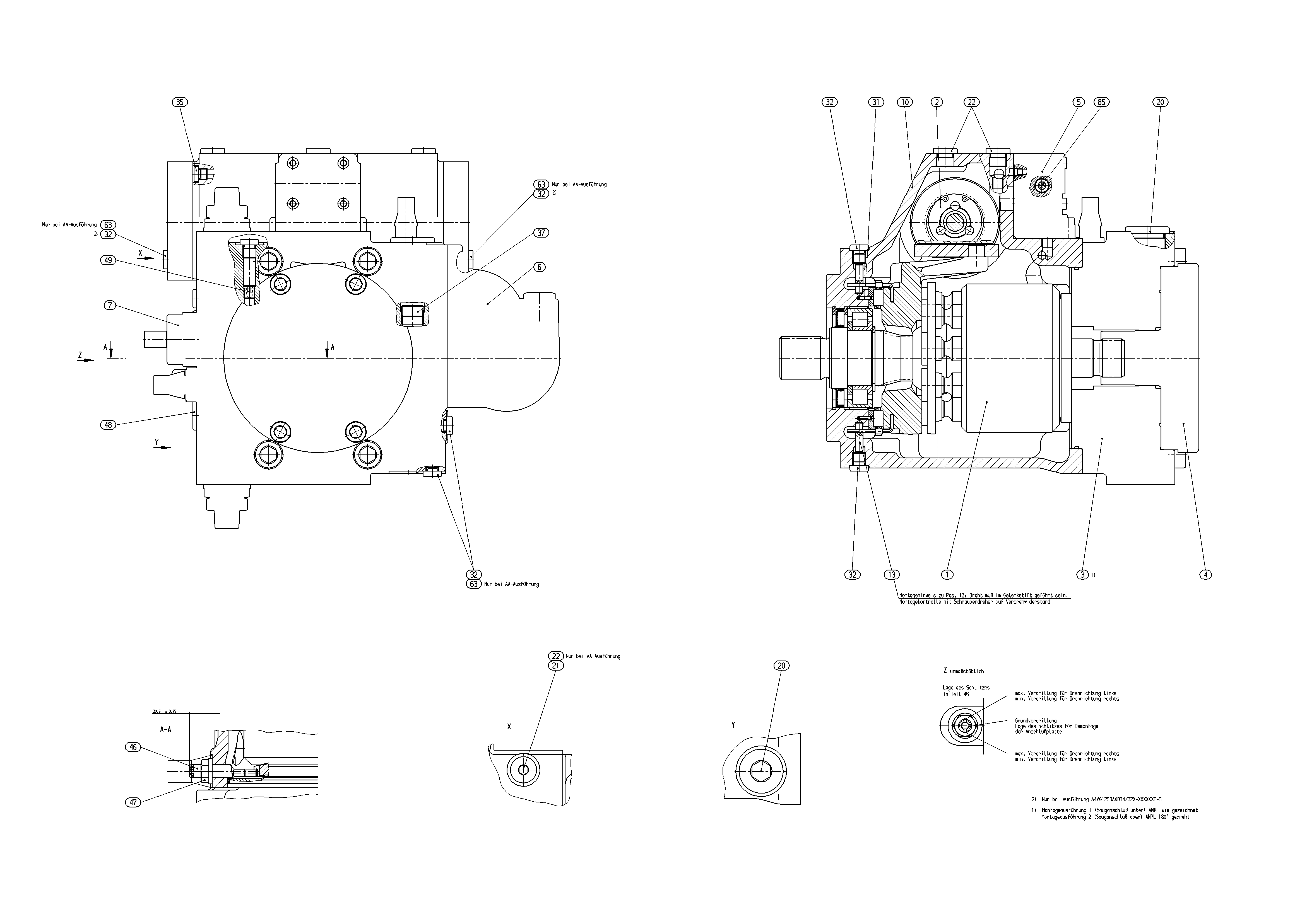 A4VG125DA2D4/32R-NZF02F021F-S — Drawing