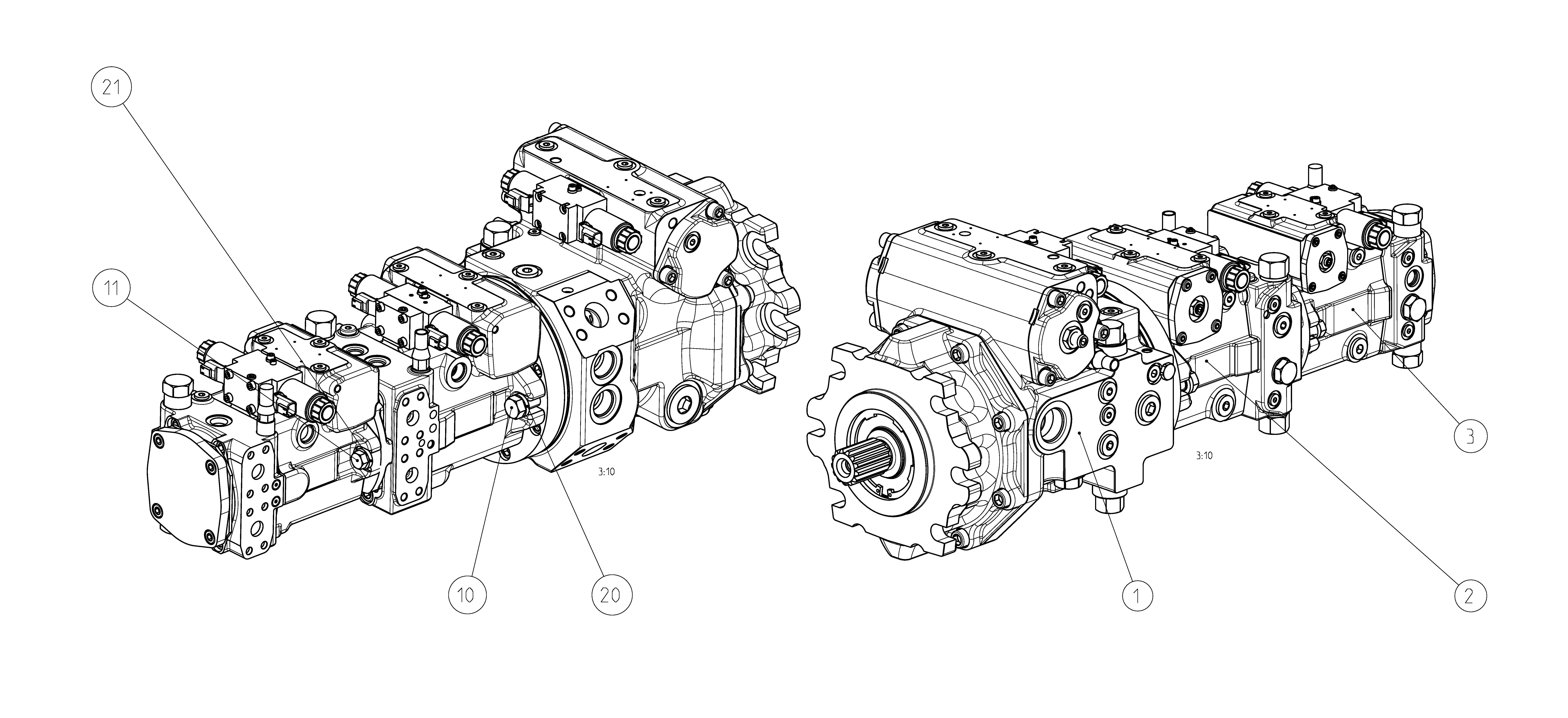 A4VG175EP2/40+AA10VG63EP4/10+AA10VG45EP4 — Drawing