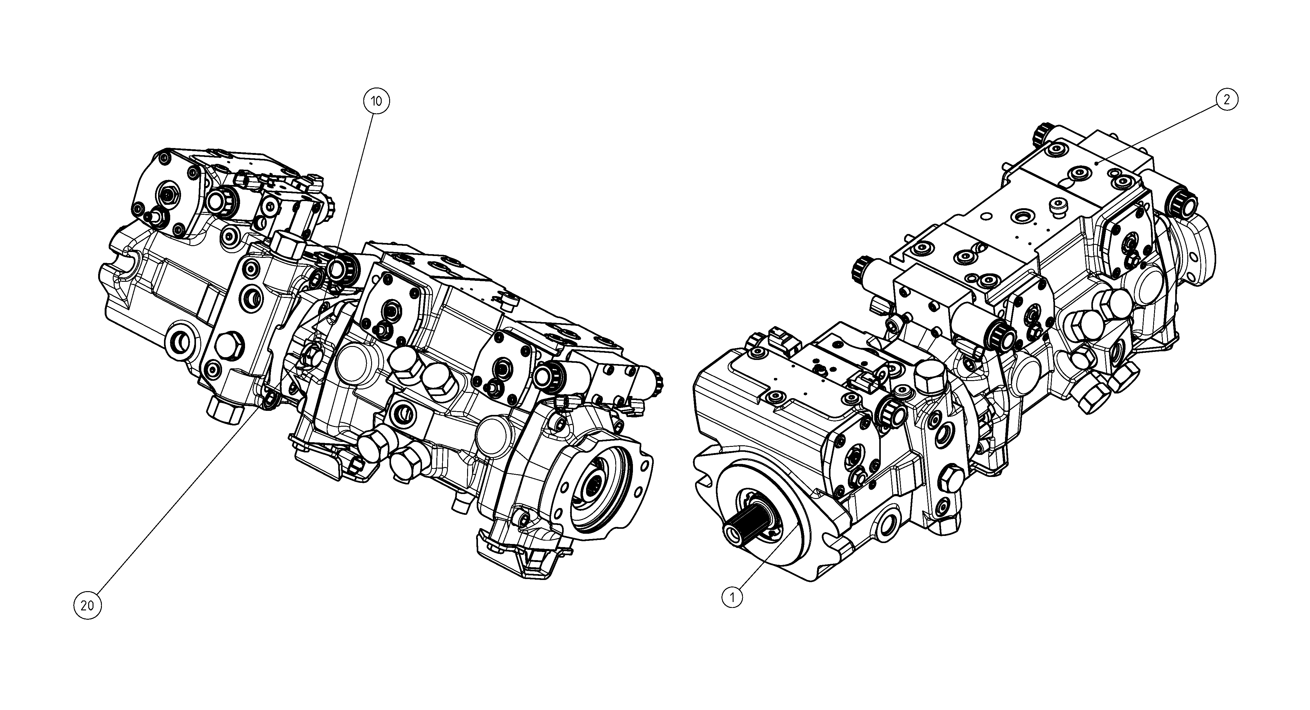 AA10VG63EP3/10R + A22VG045ET1/40BR — Drawing
