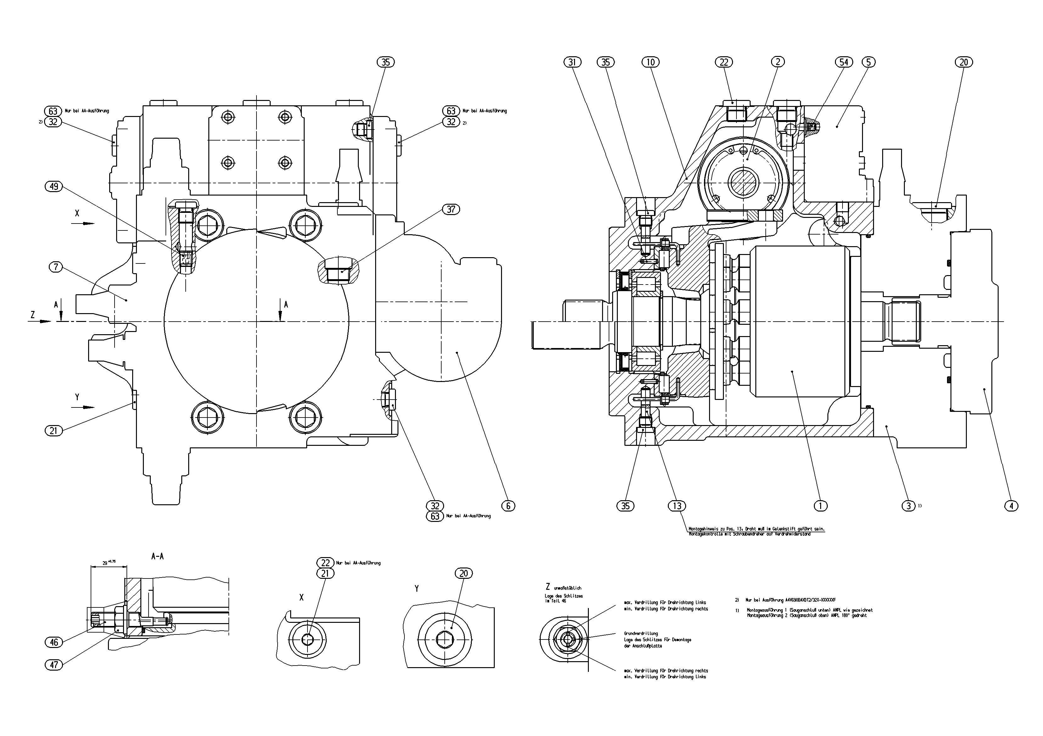 A4VG90DA1D3L/32L-NZF02F021F — Drawing