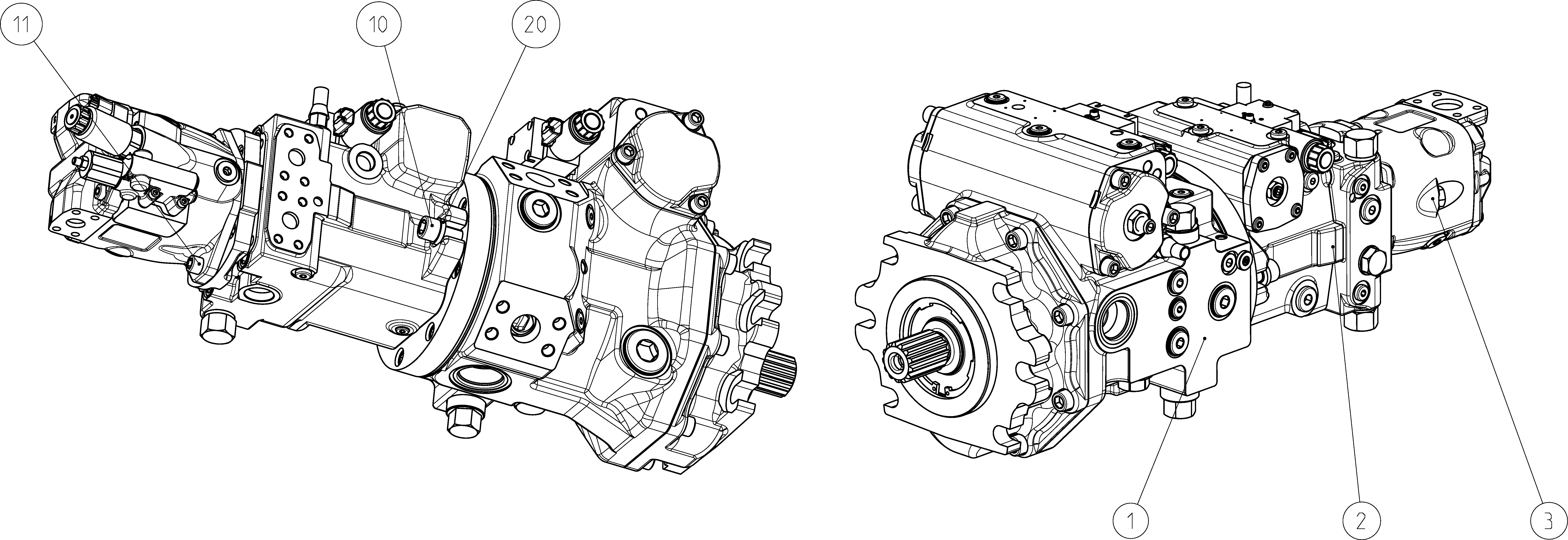 A4VG145EP1/40MR+A10VG63EP/10+A10VNO/45 — Drawing
