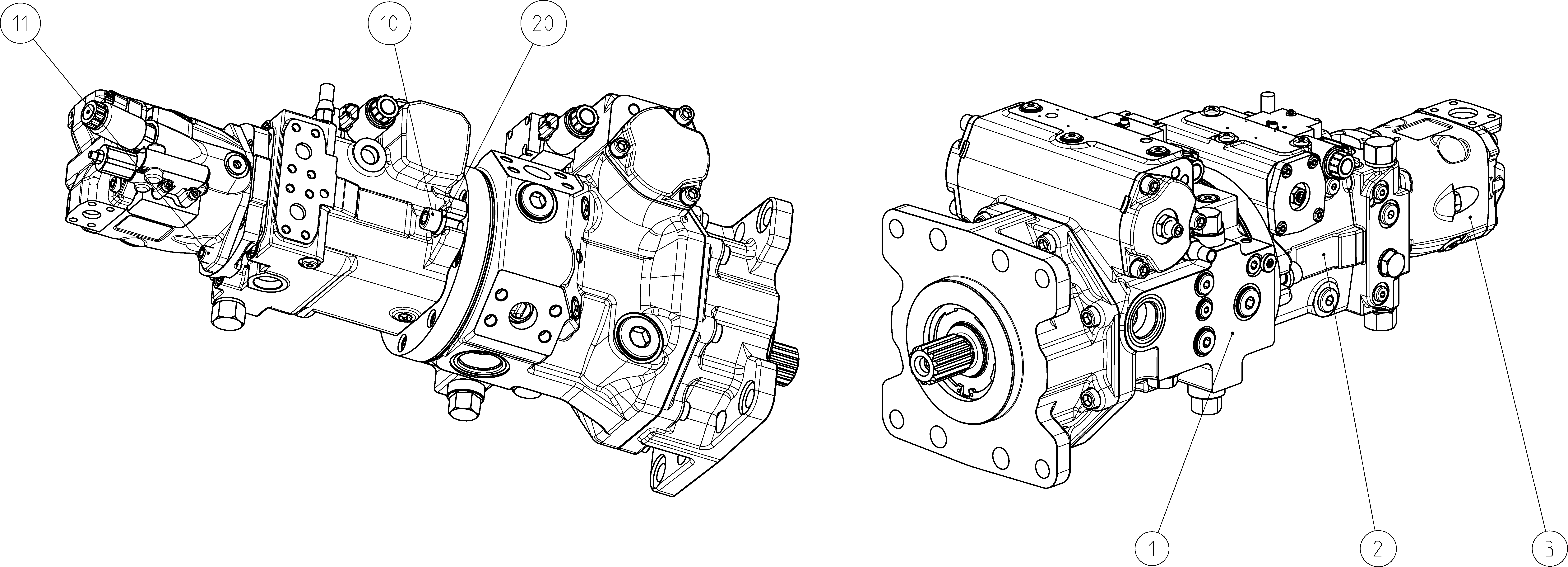 A4VG175EP1/40MR+A10VG63EP3+A10VNO45EK1 — Drawing
