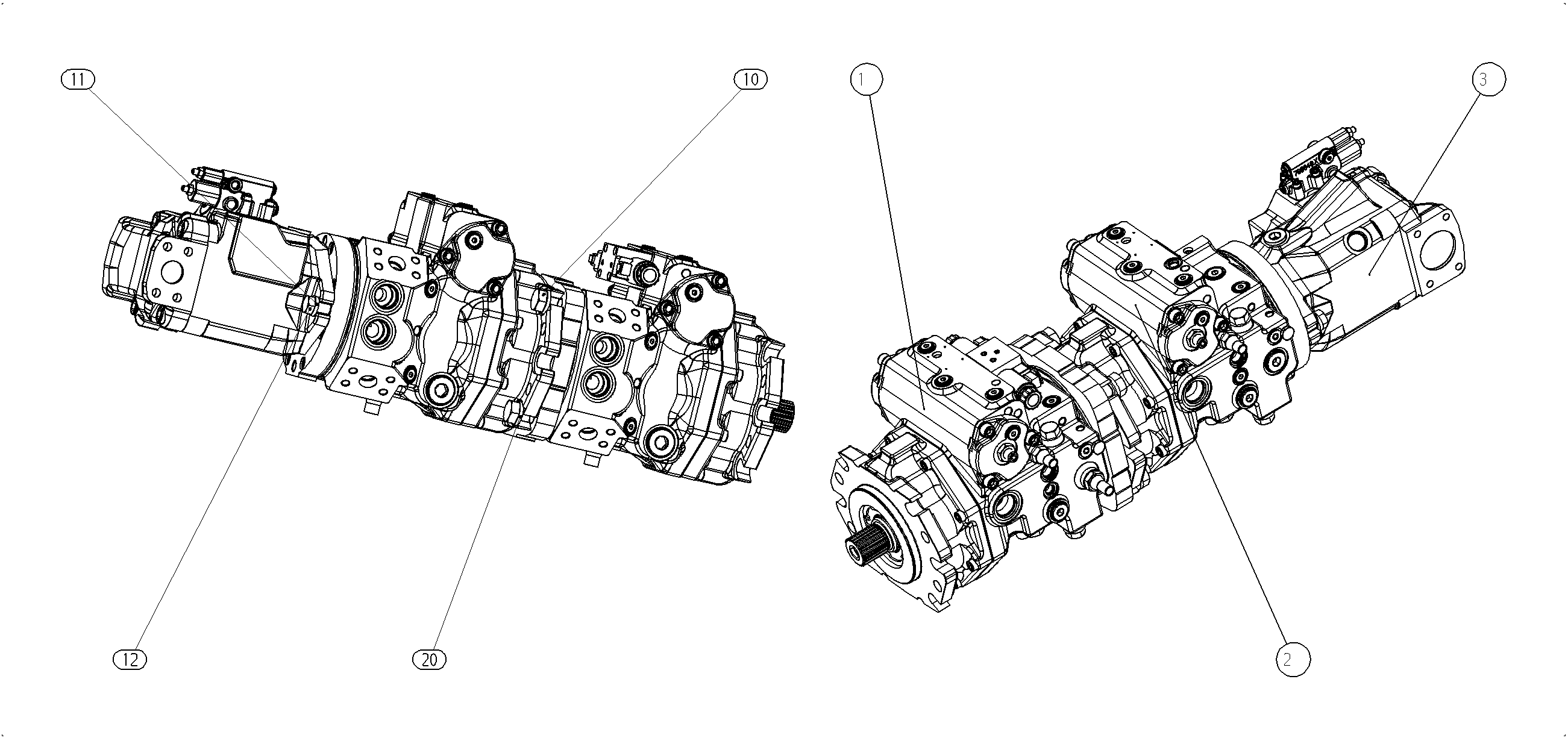A4VG110DA1/40+A4VG110DG1/40+A10VO85DFR1 — Drawing