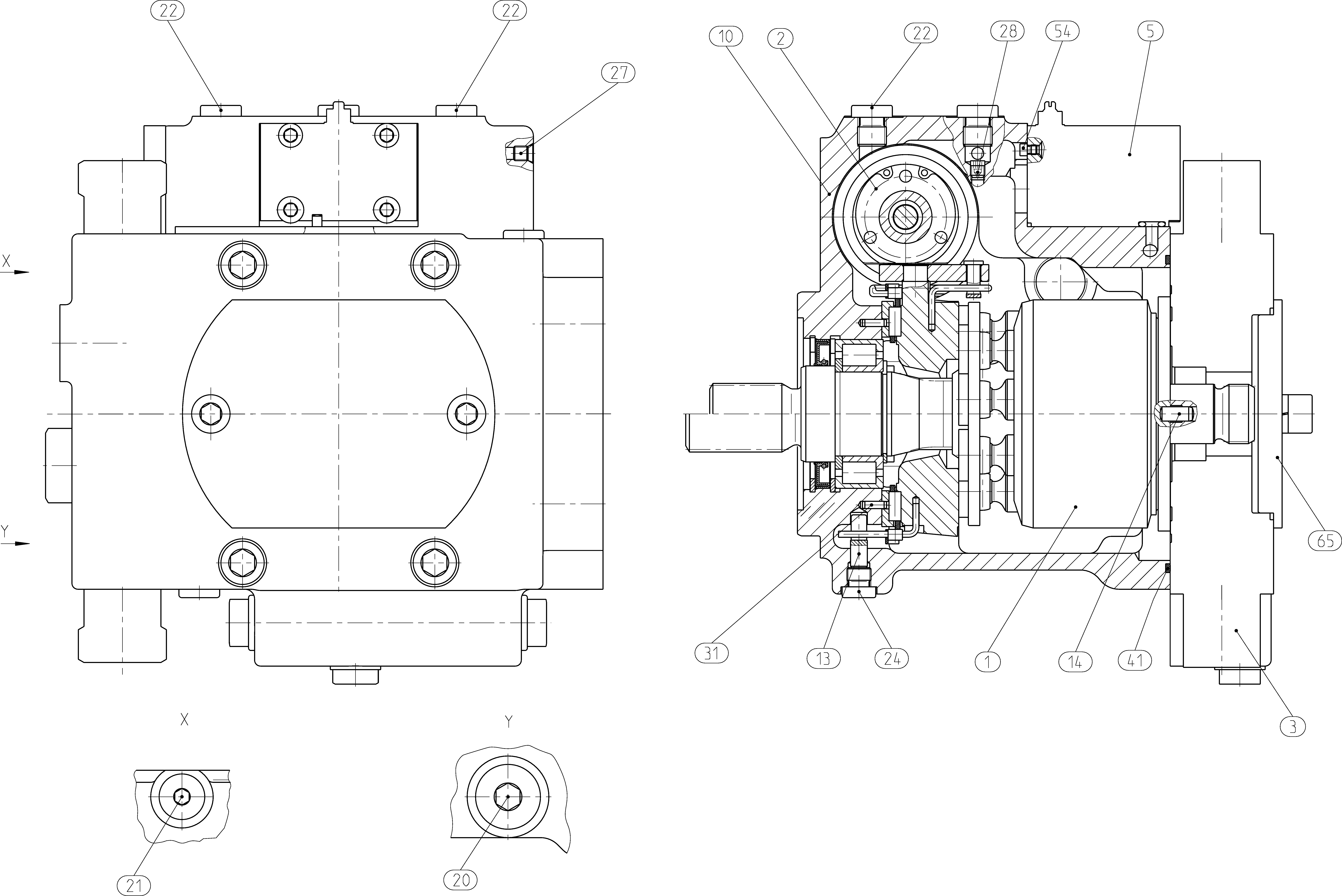 A10VG45HWL1/10R-NSCXXKXX3E-S — Drawing