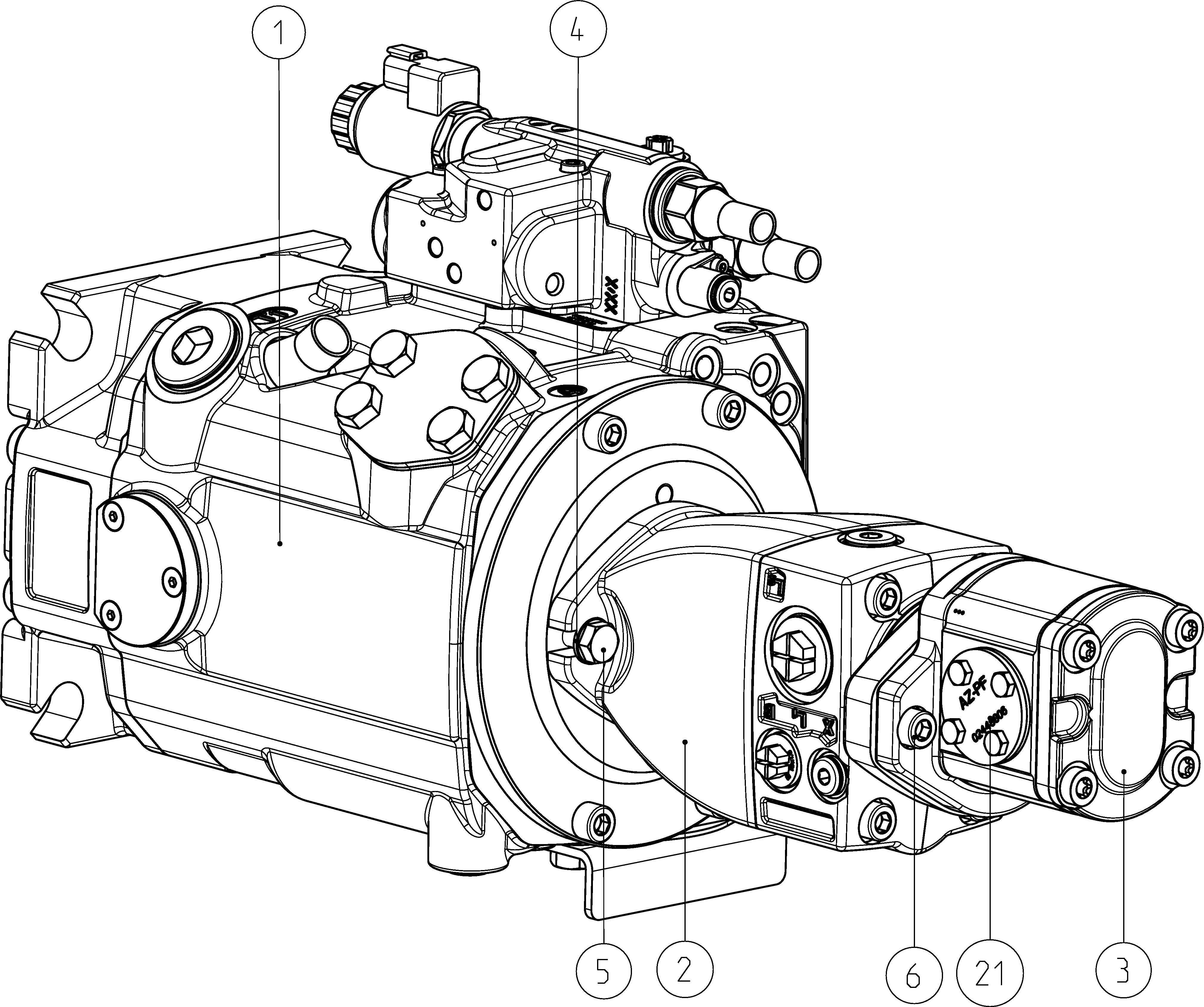 A11VO110+A1VO-M270+AZPF-M90 — Drawing