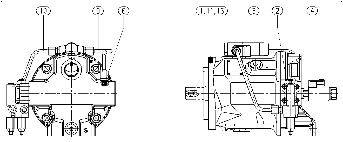 A A10V O 74 DFLR/31R-VSC46N00 -S2116 — Drawing