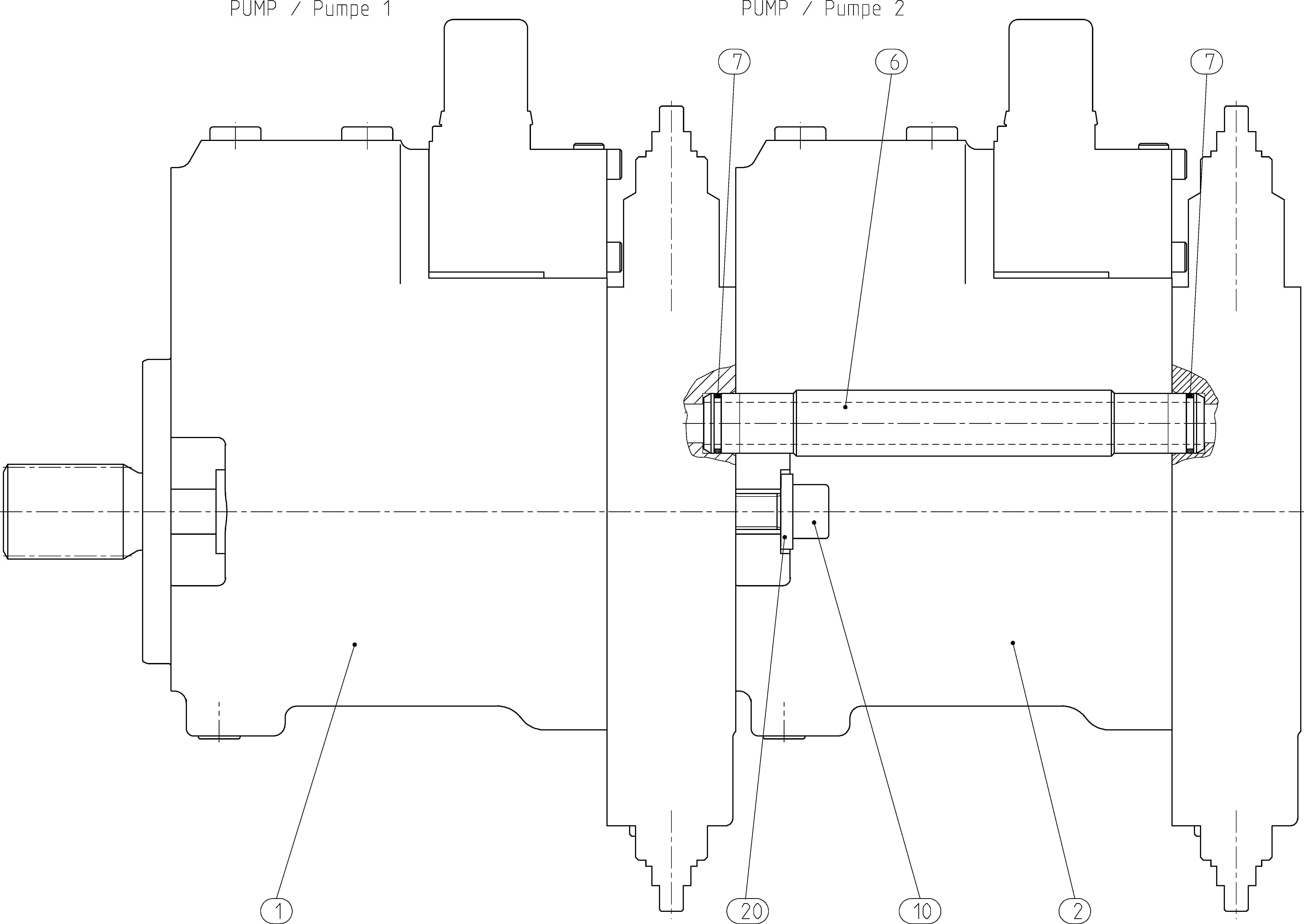 A10VG45EP4/10+A10VG28EP4/10 — Drawing